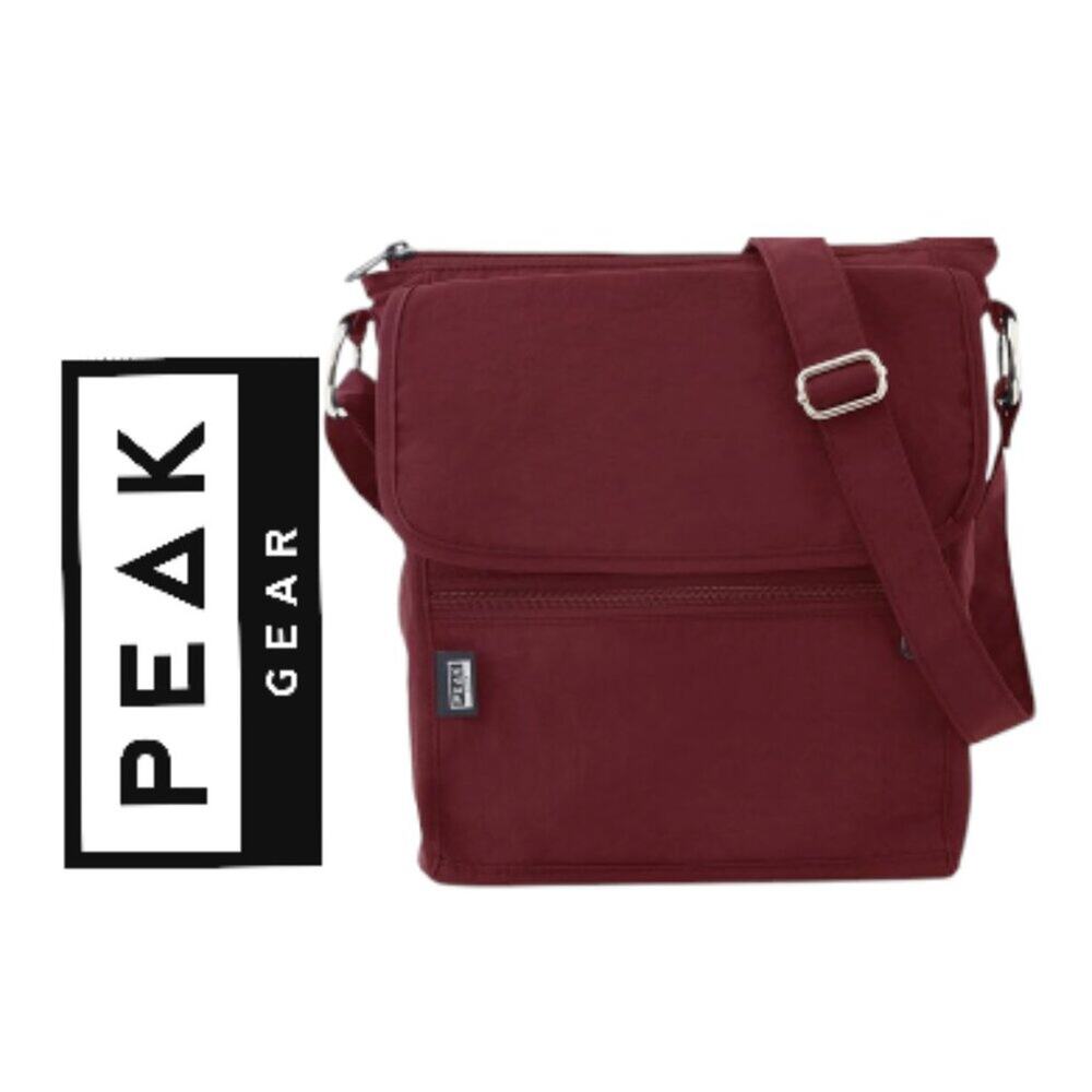 Peak Gear Burgundy Crossbody Travel Purse with RFID Blocking Pocket